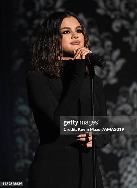 Selena Gomez performs onstage during the 2019 American Music Awards at Microsoft Theater on November 24, 2019 in Los Angeles, California.