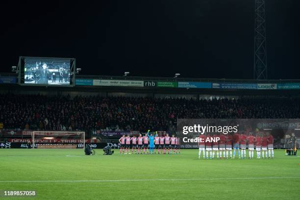 Minute silenco for Jules Deelder during the Dutch Eredivisie match between Sparta Rotterdam and AZ Alkmaar at Sparta Stadium Het Kasteel on December...