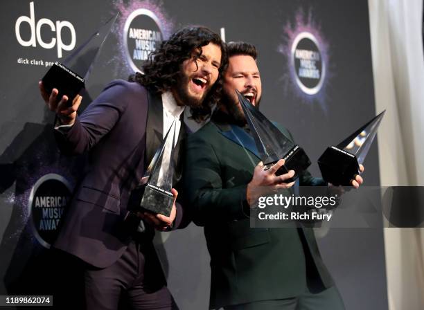 Dan Smyers and Shay Mooney of Dan + Shay, winners of the awards for Favorite Song - Country award for 'Speechless' and Favorite Duo or Group –...