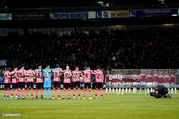 Moment of silence for Jules Deelder during the Dutch Eredivisie match between Sparta v AZ Alkmaar at the Sparta Stadium Het Kasteel on December 21,...