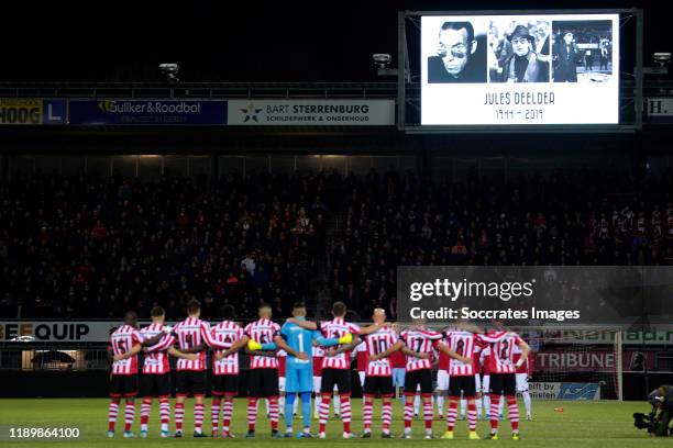 Moment of silence for Jules Deelder during the Dutch Eredivisie match between Sparta v AZ Alkmaar at the Sparta Stadium Het Kasteel on December 21,...