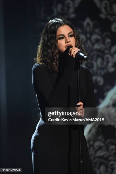 Selena Gomez performs onstage during the 2019 American Music Awards at Microsoft Theater on November 24, 2019 in Los Angeles, California.