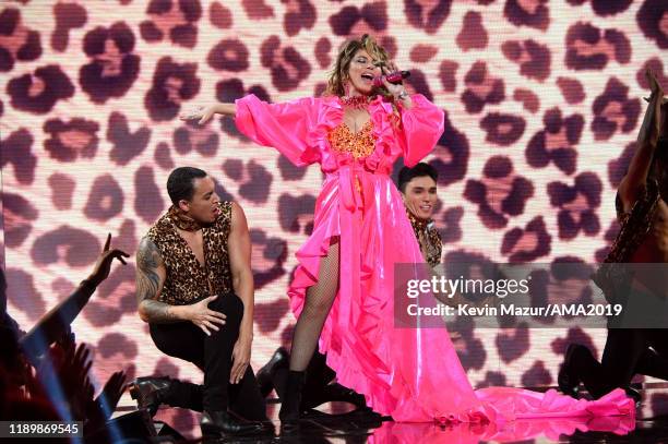 Shania Twain performs onstage during the 2019 American Music Awards at Microsoft Theater on November 24, 2019 in Los Angeles, California.