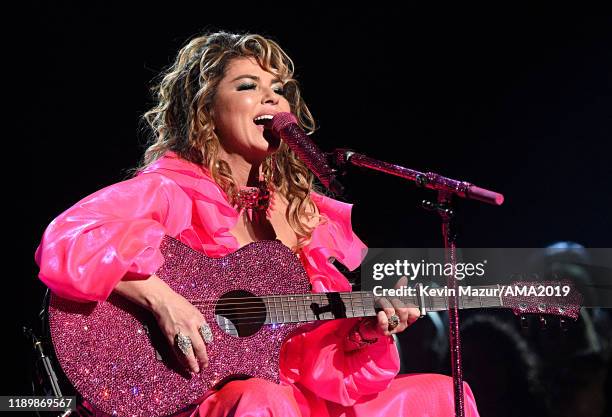 Shania Twain performs onstage during the 2019 American Music Awards at Microsoft Theater on November 24, 2019 in Los Angeles, California.