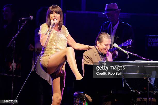 Sandie Shaw and Jools Holland perform on day one of the Larmer Tree Festival at Larmer Tree Gardens on July 13, 2011 in Salisbury, England.