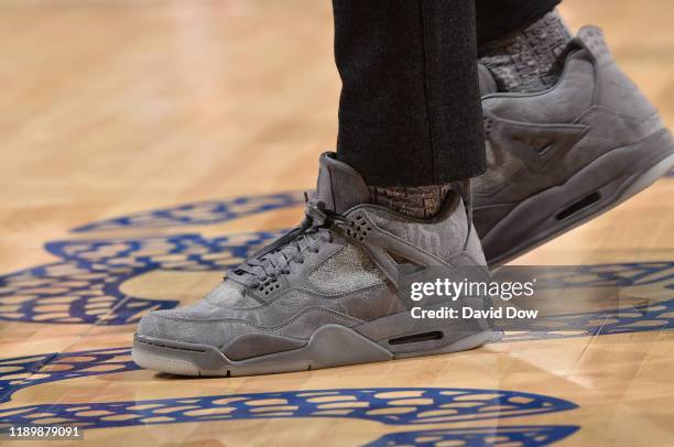 The sneakers worn by John Wall of the Washington Wizards against the Philadelphia 76ers on December 21, 2019 at the Wells Fargo Center in...