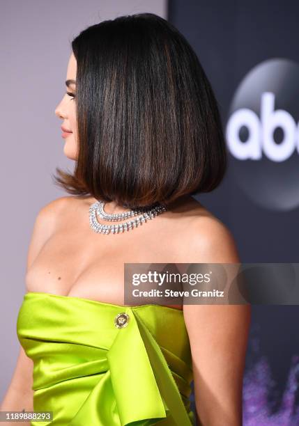 Selena Gomez arrives at the 2019 American Music Awards at Microsoft Theater on November 24, 2019 in Los Angeles, California.
