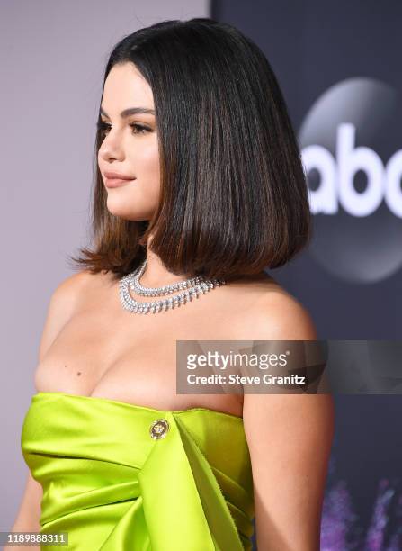 Selena Gomez arrives at the 2019 American Music Awards at Microsoft Theater on November 24, 2019 in Los Angeles, California.