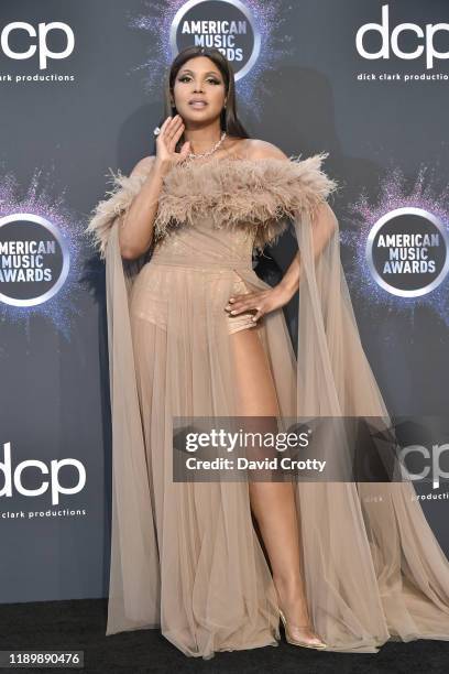 Toni Braxton attends the 47th Annual American Music Awards® - Press Room at Microsoft Theater on November 24, 2019 in Los Angeles, California.