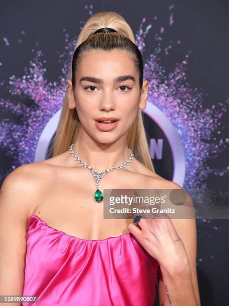 Dua Lipa arrives at the 2019 American Music Awards at Microsoft Theater on November 24, 2019 in Los Angeles, California.