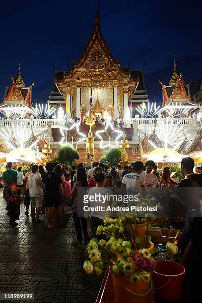 buddha birthday celebration in bangkok - buddha purnima stock pictures, royalty-free photos & images