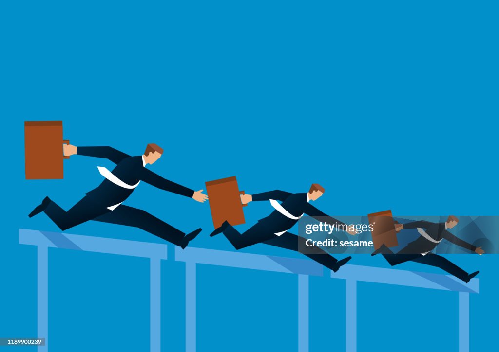 Businessman hurdles, competition