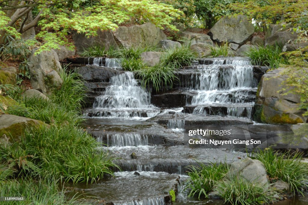 Japanese garden waterfall