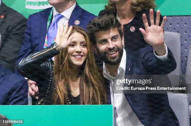 Shakira and Gerard Pique attend Davis Cup Final at Caja Magica on November 24, 2019 in Madrid, Spain.