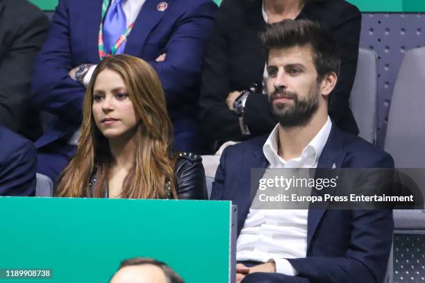 Shakira and Gerard Pique attend Davis Cup Final at Caja Magica on November 24, 2019 in Madrid, Spain.