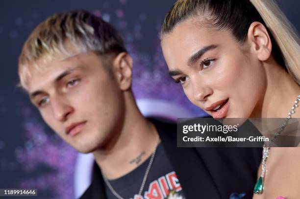 Anwar Hadid and Dua Lipa attend the 2019 American Music Awards at Microsoft Theater on November 24, 2019 in Los Angeles, California.