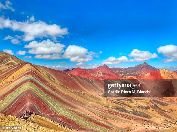 rainbow mountains - peru mountains stock-fotos und bilder