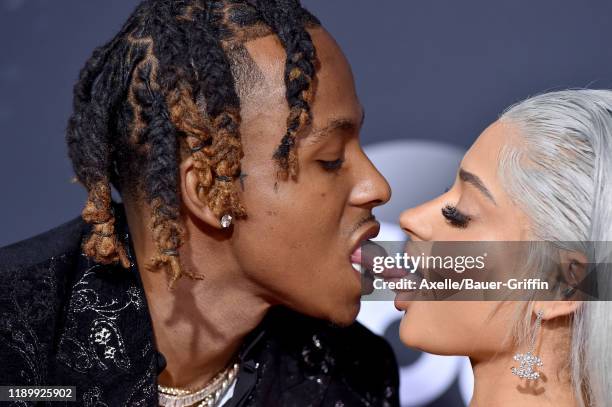 Rich The Kid and Antonette Willis attend the 2019 American Music Awards at Microsoft Theater on November 24, 2019 in Los Angeles, California.