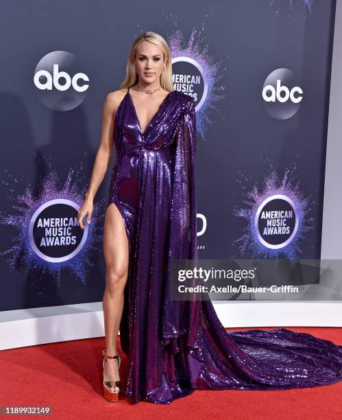 Carrie Underwood attends the 2019 American Music Awards at Microsoft Theater on November 24, 2019 in Los Angeles, California.