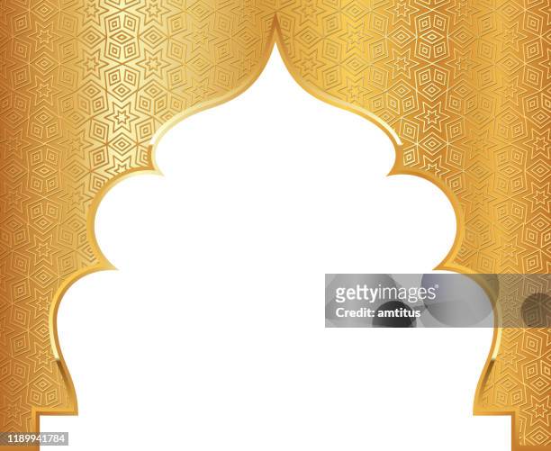 islamic pattern arch - carving craft product stock illustrations