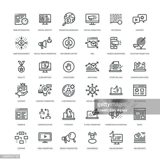 digital marketing icon set - bloggen stock-grafiken, -clipart, -cartoons und -symbole