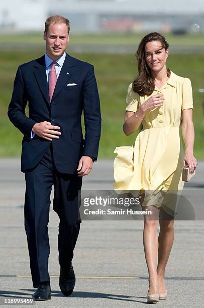 Catherine, Duchess of Cambridge and Prince William, Duke of Cambridge arrive at Calgary Airport on day 8 of the Royal couple's tour of North America...