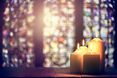 Candles in a church background