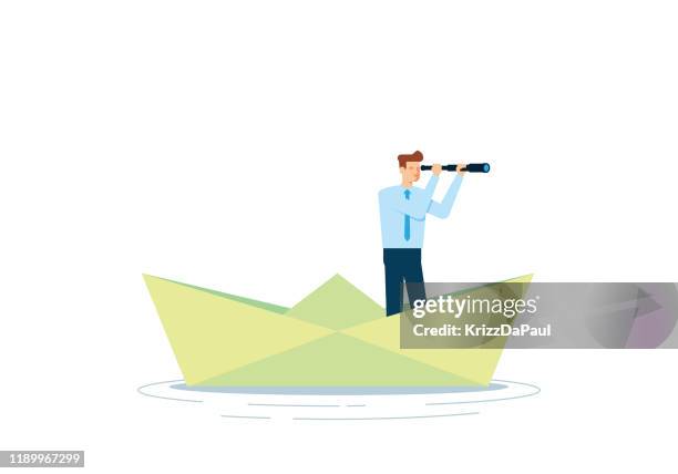 searching for success - paper boat stock illustrations