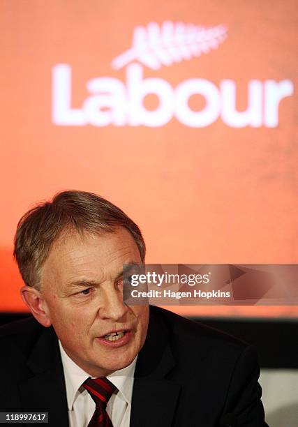 Labour leader Phil Goff speaks during Labour's long term financial plan announcement at Westpac Stadium on July 14, 2011 in Wellington, New Zealand....