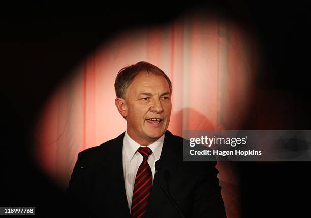 Labour leader Phil Goff speaks during Labour's long term financial plan announcement at Westpac Stadium on July 14, 2011 in Wellington, New Zealand....