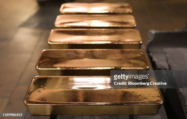gold ingots - gold mine stock pictures, royalty-free photos & images