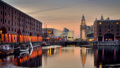Liverpool Albert Dock sunset river mersey