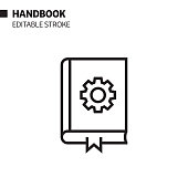 Handbook  Line Icon, Outline Vector Symbol Illustration. Pixel Perfect, Editable Stroke.