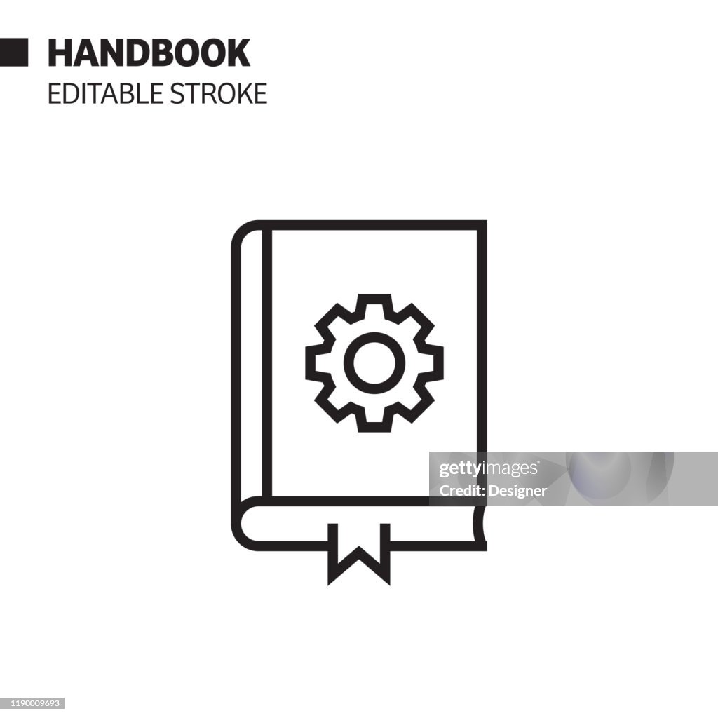 Handbook Line Icon, Outline Vector Symbol Illustration. Pixel Perfect, Editable Stroke.