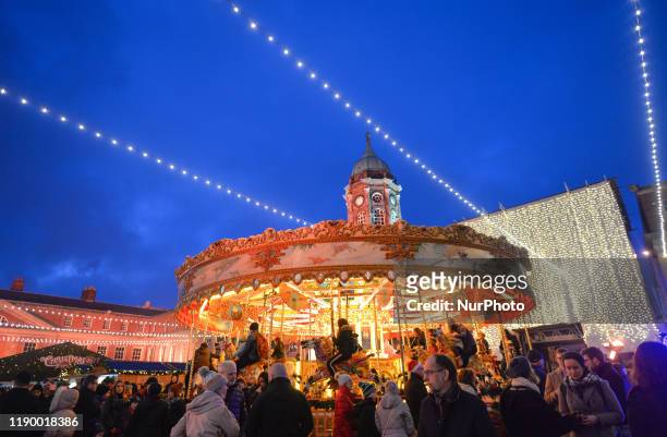 General view of 'Christmas at the Castle' - a boutique open air Christmas Market in the heart of Dublin's City Centre. On Saturday, December 21 in...