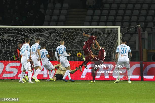 Tomas Rincon of Torino FC scores during the Serie A football match between Torino FC and S.P.A.L. At Olympic Grande Torino Stadium on December 21,...