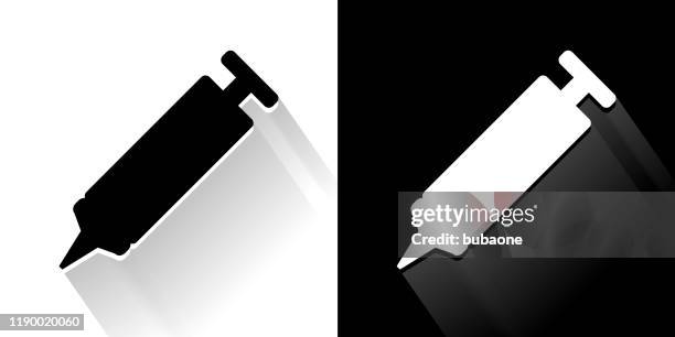 sile and glue sealant black and white icon with long shadow - sealant stock illustrations