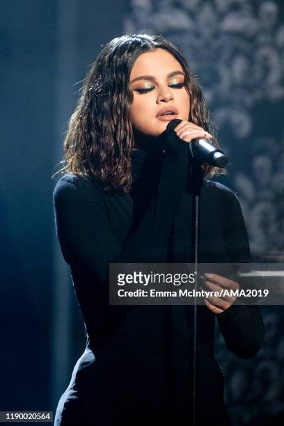 Selena Gomez performs onstage at the 2019 American Music Awards at Microsoft Theater on November 24, 2019 in Los Angeles, California.