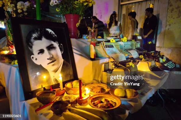 an ofrenda altar shrine on day of the dead in merida, yucatan, mexico - day of the dead stock pictures, royalty-free photos & images