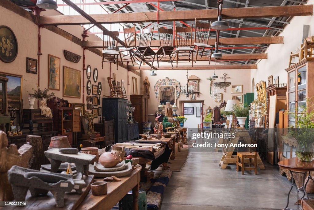 Interior view of antique store in Mexico