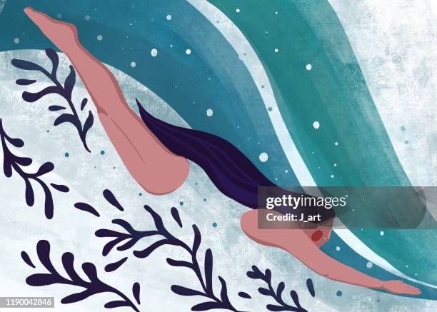 woman swimming underwater. - bildnis bildbanksfoton och bilder