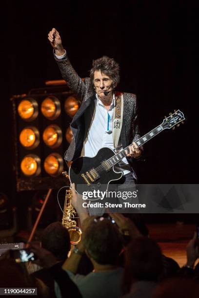 Ronnie Wood performs on stage at Symphony Hall on November 25, 2019 in Birmingham, England.