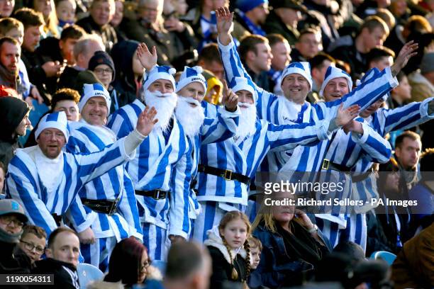 Sheffield Wednesday fans show their support in the stands during the Sky Bet Championship match at Hillsborough, Sheffield.