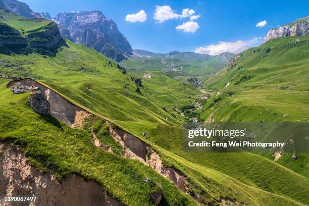 summer landscape in caucasus mountains, laza, qusar district, azerbaijan - caucasus stock pictures, royalty-free photos & images