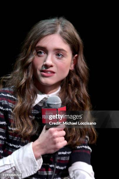 Natalia Dyer takes part in SAG-AFTRA Foundation Conversations: "Stranger Things" at The Robin Williams Center on November 25, 2019 in New York City.