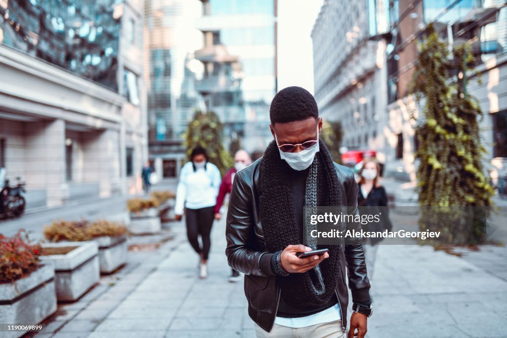 African Male Demonstrating Against Air Pollution With Mask
