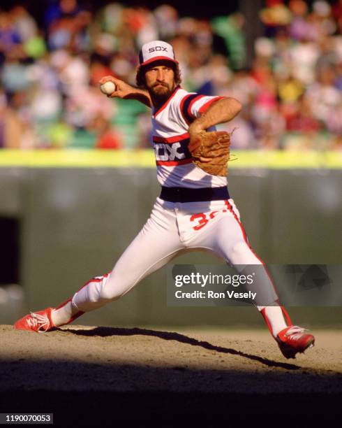 Gene Nelson of the Chicago White Sox pitches during an MLB game at Comiskey Park in Chicago, Illinois.