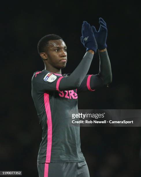 Leeds United's Edward Nketiah during the Sky Bet Championship match between Fulham and Leeds United at Craven Cottage on December 21, 2019 in London,...