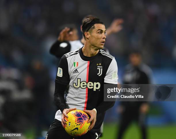 Cristiano Ronaldo of Juventus in action during the Italian Supercup match between Juventus and SS Lazio at King Saud University Stadium on December...