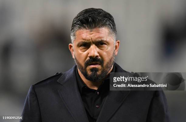 Gennaro Gattuso head coach of SSC Napoli looks on during the Serie A match between US Sassuolo and SSC Napoli at Mapei Stadium - Citta del Tricolore...